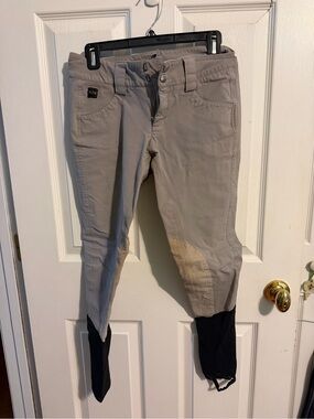 Women’s Tan Riding Breeches with Black Ankle Panels